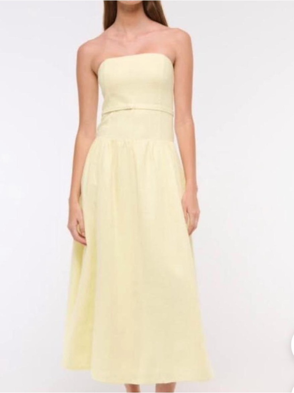 Abercrombie & Fitch Linen Drop-Waist Belted Midi Dress